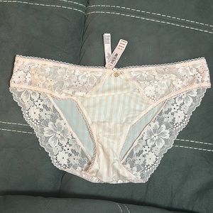Victoria Secret new with tag size XL panties. Pink and white stripe with lace